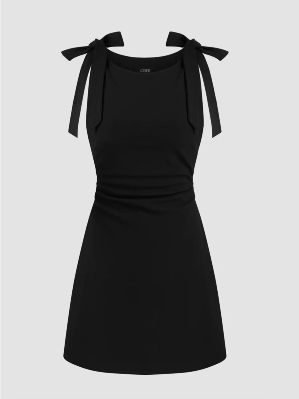 Cider Solid Bowknot Mini Dress